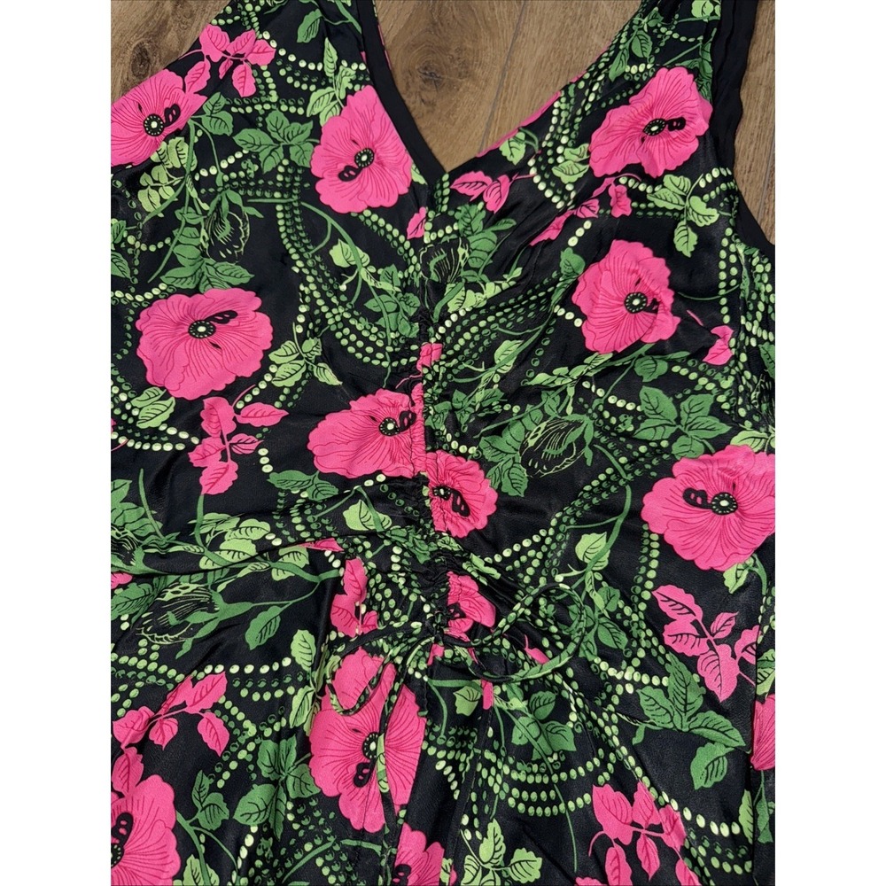 Maeve by anthropology floral‎ Print Dress maxi Sleeveless Ruched V Neck size 12